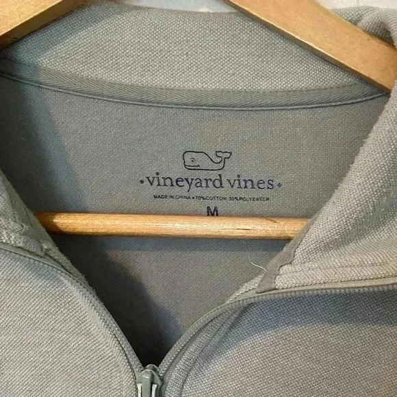Vineyard Vines Men's 3/4 Zip Pullover - Size Medium - Light Blue - Picture 4 of 6